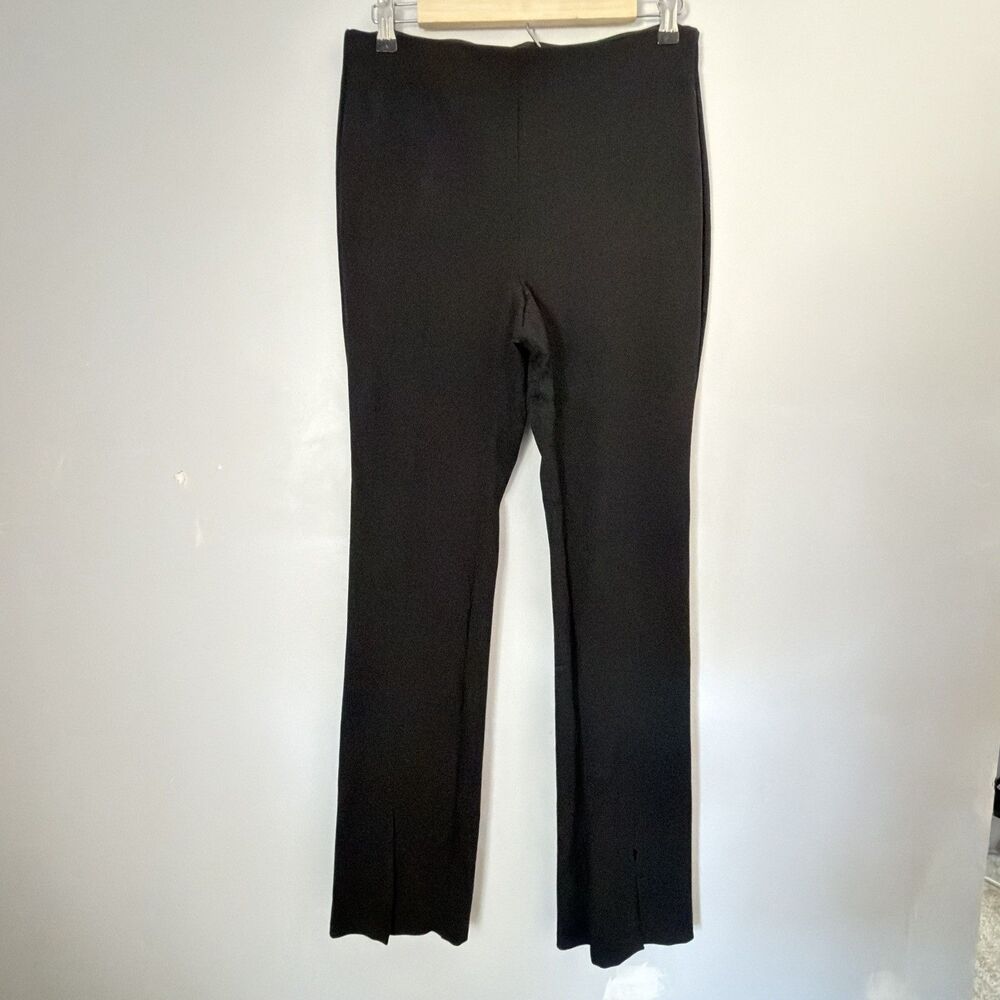 Bar III Stretch Mid/High Rise Leg Pant Black Front Split Hem Ponte Heavy Knit